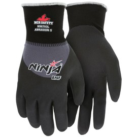 MCR Safety N96793XL Ninja BNF Nitrile Gloves, ANSI Puncture 2, Abrasion 5, 15 Gauge Nylon/Spandex Shell with BNF Palm, Knuckle and Finger Coating, 1-Pair, X-Large