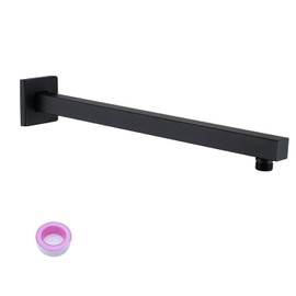 Shower Head Extension Arm Black Shower Arm 16 Inch【SUS304 Stainless Steel】 Matte Black Shower Extension Rain Shower Head Extender With Flange Replacement Wall Mount Square, SA1-BK