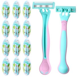Juego de 24 maquinillas de afeitar desechables sensibles para mujer, juego de afeitadoras desechables de 3 cuchillas para mujer, afeitadoras de viaje 