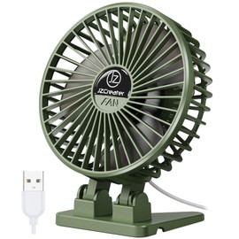 JZCreater USB卓上扇風機 小型扇風機 ポータブル 風量3段階 卓上 テーブルクーリングファン 電源プラグイン式扇風機 回転 強風 静音 小型パーソナルファン 自宅 卓上 オフィス 旅行用 12.7cm (5インチ) アーミー グリーン