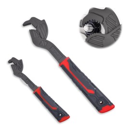 LEONTOOL 2 PCS Self Adjusting Pipe Wrench Set, 6 10 Inch Quick Pipe Vise Micro 5 Wrench for 7-35mm Nuts, 40CR-V 3-Side Teeth Multifunctional Self Locking Wrenches for Car Bicycle Plumbing Repairs