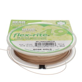 The Beadsmith Flex-Rite Wire – 49 Strand, Nylon Coated, Stainless Steel Beading Wire – Rose Gold Color.014” Diameter, 30-Foot Spool – Flexible Wire for Necklace, Bracelet and Jewelry Making