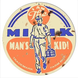 Milk Mans Kid Reproduction Country Metal Sign 14×14 Round