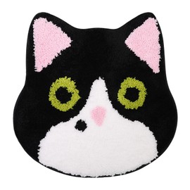 KAMA BRIDAL Cute Bath Mat Cat Bath Rugs for Bathroom Floor Non-Slip Backing Shower Mat Fast Absorbent Thick Soft Microfiber Machine Washable(Blackwhite,18x18inches)