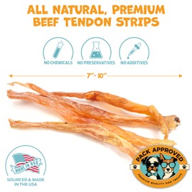 Pack Approved Beef Tendons for Large Dogs & Medium Breeds - Digestible Chews & Dog Treats for Large Dogs - Single Ingredient Dog Chew Sticks - 7-10" (12ct)
