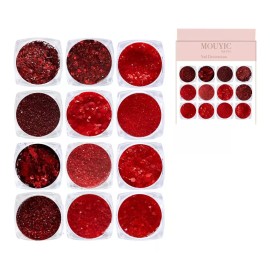 Decoracion Para Uñas Glitter Escarcha Flakes Color Vino Rojo