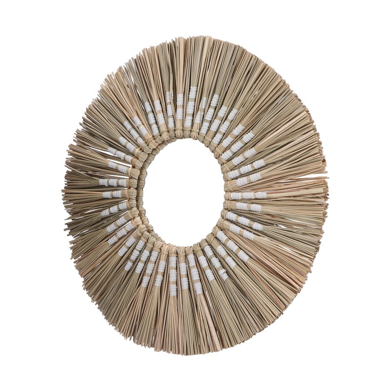 Wall Mirror Make Up Tapestry Decorative Grass Woven Round Hanging