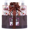 BRUBAKER Cosmetics Bade- und Dusch Set Kokosnuss und Erdbeer Duft - 5-teiliges Geschenkset in Geschenkbox