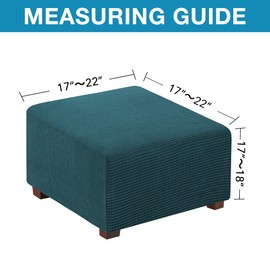 Flamingo P - Funda otomana elástica cuadrada, protector de muebles, taburete de almacenamiento plegable, protector de muebles, funda suave con parte inferior elástica (tamaño pequeño, verde azulado profundo)