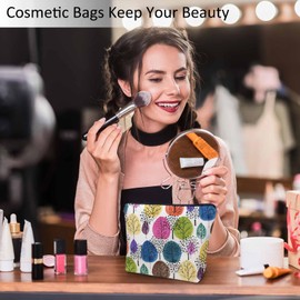 Kalygon Autumn Tree Makeup Organizer Bag Cosmetic Bag For Men Women, Watercolor Jungle Rainbow Tree Forest Travel Toiletry Bag Flax Makeup Bags Purse Business Makeup Pouch For Toiletries Cosmetics