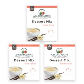 A Blend Above Vanilla Cream Dessert Mix, 3 Pack, No-Bake Cheesecake, Fruit Dip, Dessert Mix, Bagel Topping, Frosting, Cheesecake Filling, Quick and Easy to Make, Makes 16 Ounces, Cream Cheese, Whipped Topping, Gluten-Free, No MSG, No Sodium, No preservat