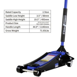 unbranded 2.5/2/3//3.5/4 Ton Low Profile Floor Jack Heavy-Duty Steel Racing Lift Pump - 2.5T Dual pump+Lifting range 3.5"-19.5"