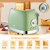 Wiltal Green Cute Retro Toaster 2 Slice with 1.58" Wide
