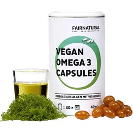 FAIRNATURAL Omega 3 Capsules Vegan High Dose [Pack of 60] - Premium Algae Oil Capsules - 403 mg DHA & 97 mg EPA from Microalgae without Additives - Vegan Omega Oil Supplement - Fish Oil Alternative