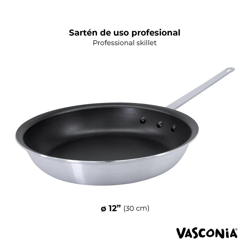 Vasconia Professional 12″ Aluminum Fry Pan, Aluminum Skillet with NonStick