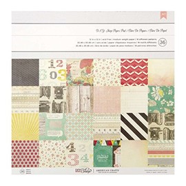 American Crafts Crate Paper 12" x 12" Random Paper Pad - Medium-Weight, Acid-Free, Single-Sided - 24 Patterns, 48 Sheets