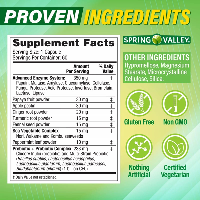 Spring Valley Advanced Digestive Enzymes, 60 Count