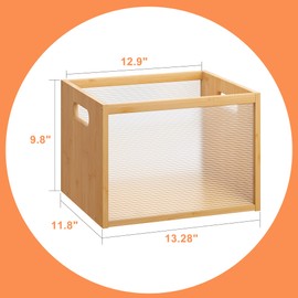 GHWIE Record Storage Holder LP Record Storage ，Visible Record Holder Crate with Handle，Great for Storing Vinyl Records/Albums, Folders, Books, Toys and Clothes