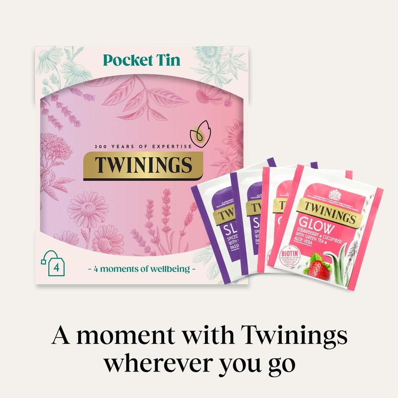 Twinings premium Pocket Tea Tin(Pink) – 4 Tea Envelopes |