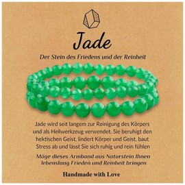 6mm 4mm Naturstein Jade Armband für Damen Glücksarmband Muttertagsgeschenk für Mama, Schmuck Freundschaft Geschenke für Frauen, Armband Damen (Green)