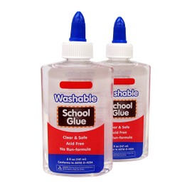 School Glue, Clear, Washable, 5 Ounce Bottles - Acid Free! (Set of 2 Units)