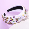 boderier Mardi Gras Headband Jester Feather Mask Jeweled Crystal Embellished