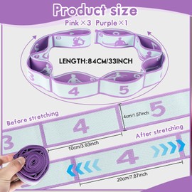 2 PCS Stretching Bands Gymnastics,Gymnastics Stretch Band Kids with 8 Adjustable Loops for Stretching,Resistance Bands for Trainer in Gymnastics Training,Yoga,Latin