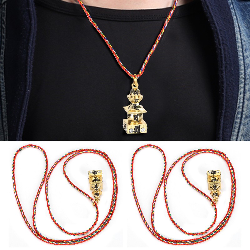 2Pcs Buddhist Pendant Vairocana Stupa Shaped Buddhism Necklace Clothing Bag