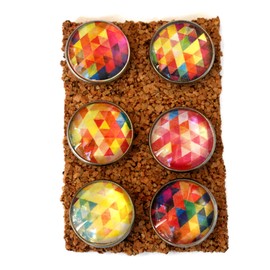 Set of 6 Colorful Triangles Decorative Pushpins for Kitchen Corkboards and Bulletin Boards Handmade Home Decor Thumbtacks