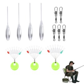 12 Piece Fishing Sbirolino Set, 4 × Spirolino Sinking (6g, 8g, 10g, 15g), 5 × Fishing Swivels, 3 Sizes Line Stopper Fishing (S M L) for Trout Dough and Spoons Trout