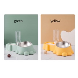 Double Set of Bowl and Water Bowl, Stainless Steel Bowl for Dogs and Cats with Water Bottle for Small and Medium Dogs and Also for Cats with Gift Accessory. (YELLOW)