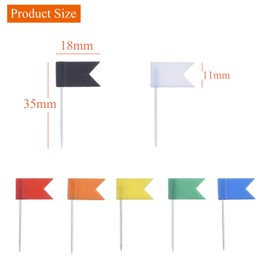 Map Flag Push Pins,Travel Map Pins 100 Pack Colored Thumb Tacks with Flags Plastic Head for Travel Map Cork Board Bulletin 7 Random Colours