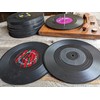 Retro Vinyl Record Funny Pun Title Coaster Set with wood