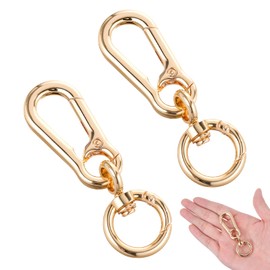 Metal Rotating Snap Hooks Clip, 2Pcs Golden Key Ring Heavy Duty Keychains Spring Snap Hook Metal Swivel Joint Removable Snaps Clasp Paracord Hanging Clips Car Camera Strap Flashlight Wallet(Golden)
