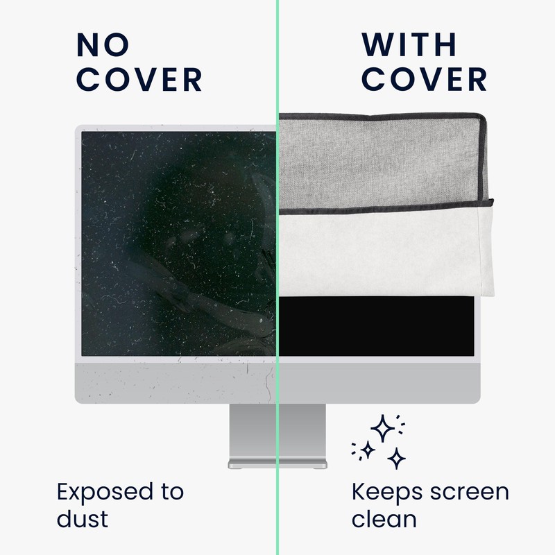kwmobile Dust Cover for 31-32" Monitor - Linen Monitor Display
