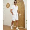 MLANM Men's 2 Piece Outfit Summer Short Sleeve Button Down