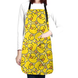 wodealmug Women Duck Animal Apron Adjustable Neck Kitchen Bib Cook Apron with Pocket for Cooking Baking Gardening