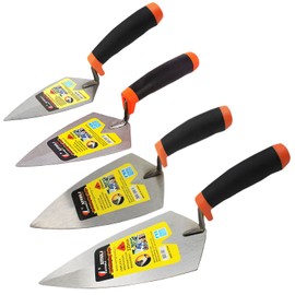 ESreake 4-Pack Brick Trowel Set, 6" & 7" & 8" & 9" Pointing Trowel Set Gauging Trowel Set with Soft Grip,Masonry Hand Tool Margin Trowel for Brickwork, Blockwork, Stonework, Masonry ﻿ (Pointed End)