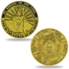 Armor of God Christian Coin - Inspirational Faith Token with Bible Verse Ephesians 6:10, Prayer & Perseverance for Spiritual Strength and Protection