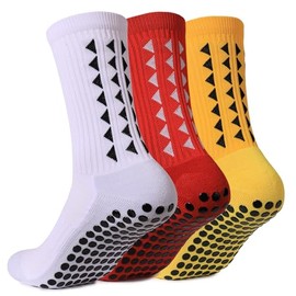 SeiorHou 3 Pair Soccer Socks for Men Non-Slip Athletic Grip football Socks for Basketball Sports Sock (Medium,Multicolor 04)