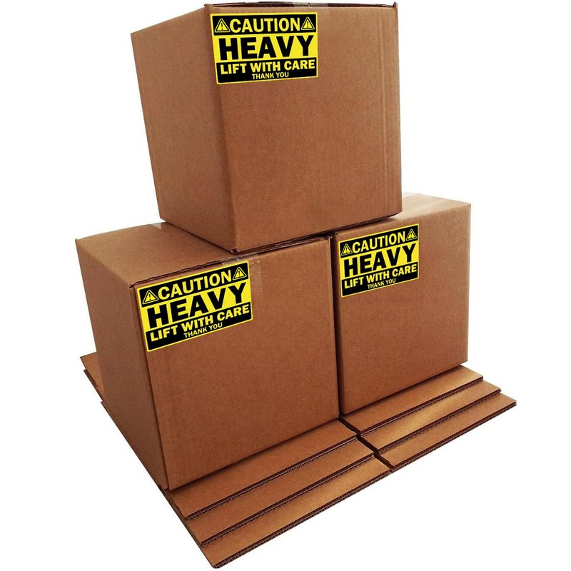 4x6inch Larger Caution Heavy Shipping Stickers 100pcs Yellow Heavy Lift