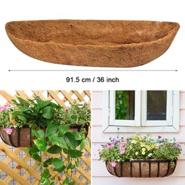 chengchuang 2pcs *24"、30"、36"、48" Coco Liner Trough,Trough Coco Fiber Replacement Liner, Coco Liners for Planters,Natural Coconut Coir Planter, Garden Flower Vegetables Pot for Window Flower Box