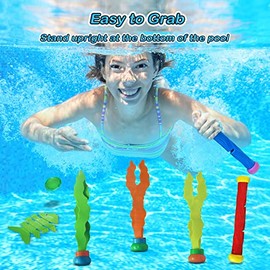 Jasonwell Juguetes para Alberca Buceo - 31 PCS Juegos para Alberca Pool Toys Juguetes para Alberca Niños Adultos con Anillos Palos de Buceo Tesoro Sub