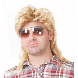Lotfon Mullet Wigs for Men 80s Costumes Fancy Party Accessory Cosplay Wig (Light Blonde)