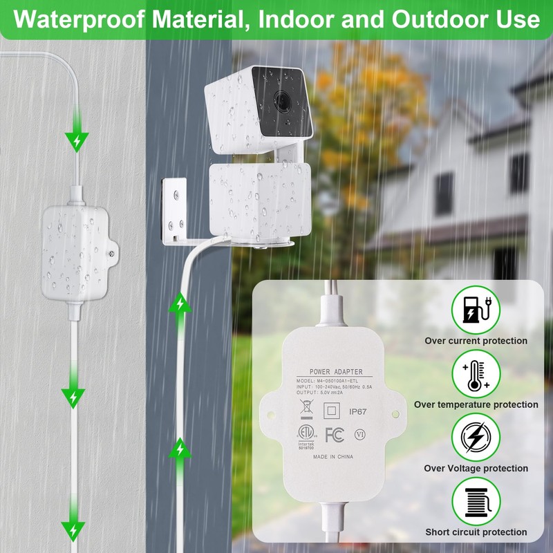 UYODM 13Ft/4m Outdoor Power Adapter for Wyze Cam Pan v3,