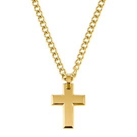 s.Oliver 2036868 Stainless Steel Men's Necklace 50 cm Gold Cross Comes in Jewellery Gift Box, 50, Stainless Steel, None