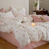 Lanqinglv Bed Linen Set, White, Pink, Tulip, Floral Pattern, Microfibre