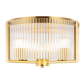 SAFAVIEH Lighting Collection Jetra Brass Flush Mount (LED Bulbs Included)