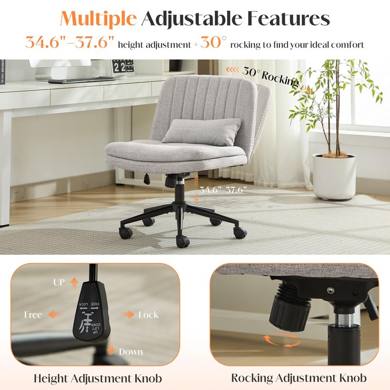 Criss Cross Chair with Wheels, Comfy Armless Cross Legged Office