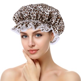 ZLYC Mulberry Silk Sleeping Bonnet for Women Hair Night Sleep Cap with Elastic Band, Leopard Print